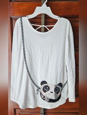 14/16, Justice, long-sleeved, "trompe-l'oeil" graphic panda-faced Functional Bag